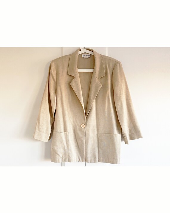 Vintage Beige Linen Blazer