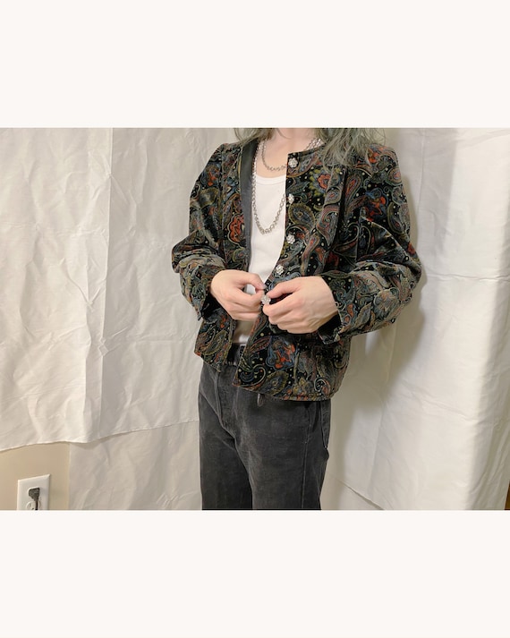 Vintage Velvet Paisley Pattern Blazer