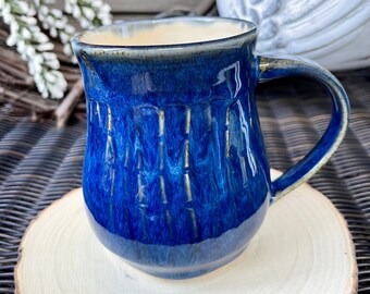 Handmade pottery, ceramic mug, coffee cup, tea cup, deep blue