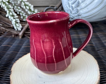 Handmade pottery, ceramic mug, coffee cup, tea cup, red/ Maroon