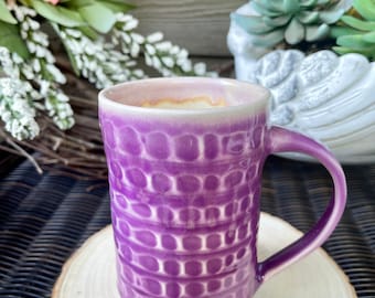 Handmade mugs, pottery, coffee mug, tea cup, purple