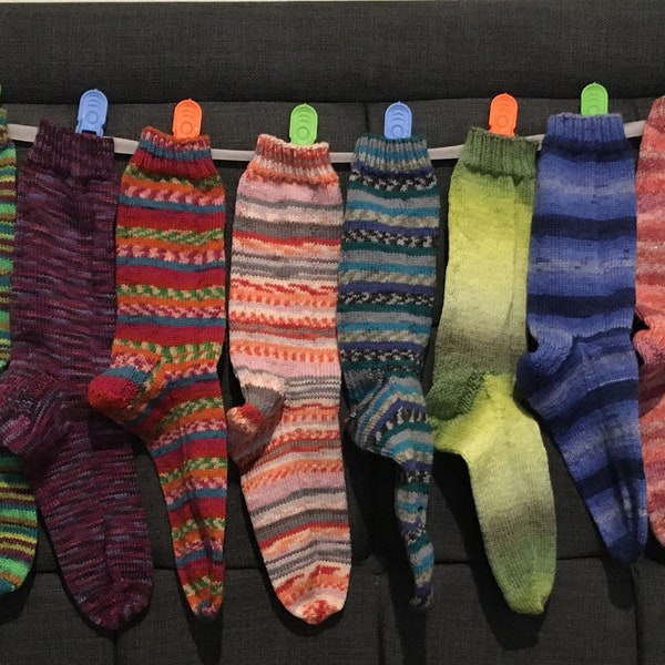 Hand Knitted Mens Boys Unisex Woollen Socks Colourful & Cosy Various Sizes and Colours Available