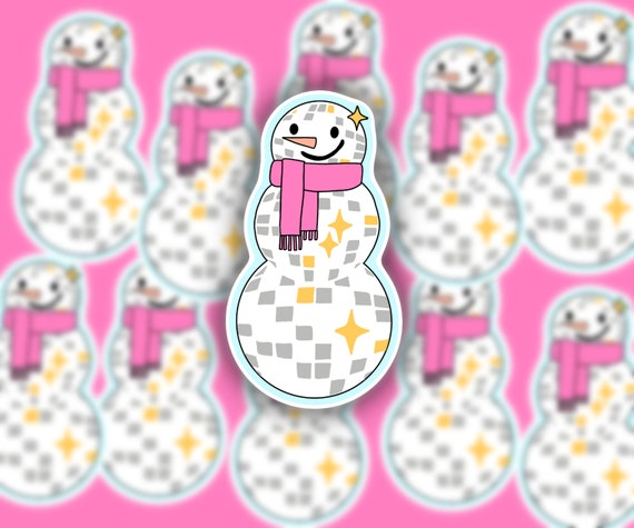 Disco, disco ball, disco ball snowman, holiday, snowman, holiday, winter,  waterproof sticker, stickers, disco stickers. Christmas, sticker