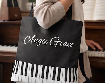 Personalized Piano Music Book Tote | Custom Name Music Bag | Piano Student Gift | Music Teacher Tote | Recital Gift