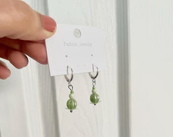 Minimal Huggie Earrings | Sage Green Huggie Hoops | Lightweight Everyday Jewelry