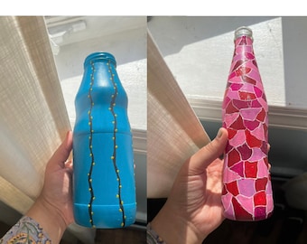 Hand-Painted Glass Vase: Large Art Bottle, Bold Home Decor | Home Accents | Flower Vase
