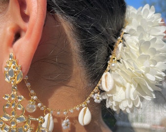 Jhumka Ear Chain: Cowrie Shell Sahara | Bohemian Ethnic Jewelry
