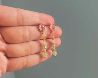 LILA | Handmade Pastel Beaded Earrings | Pink Stud Dangle Earrings | Colorful Summer Jewelry | Lightweight Earrings | Bridesmaid Gift
