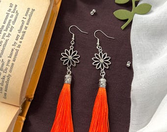Tassel Drop Earrings in Multi Colors (orange, yellow, white, black, red, green) | Lightweight Summer Jewelry