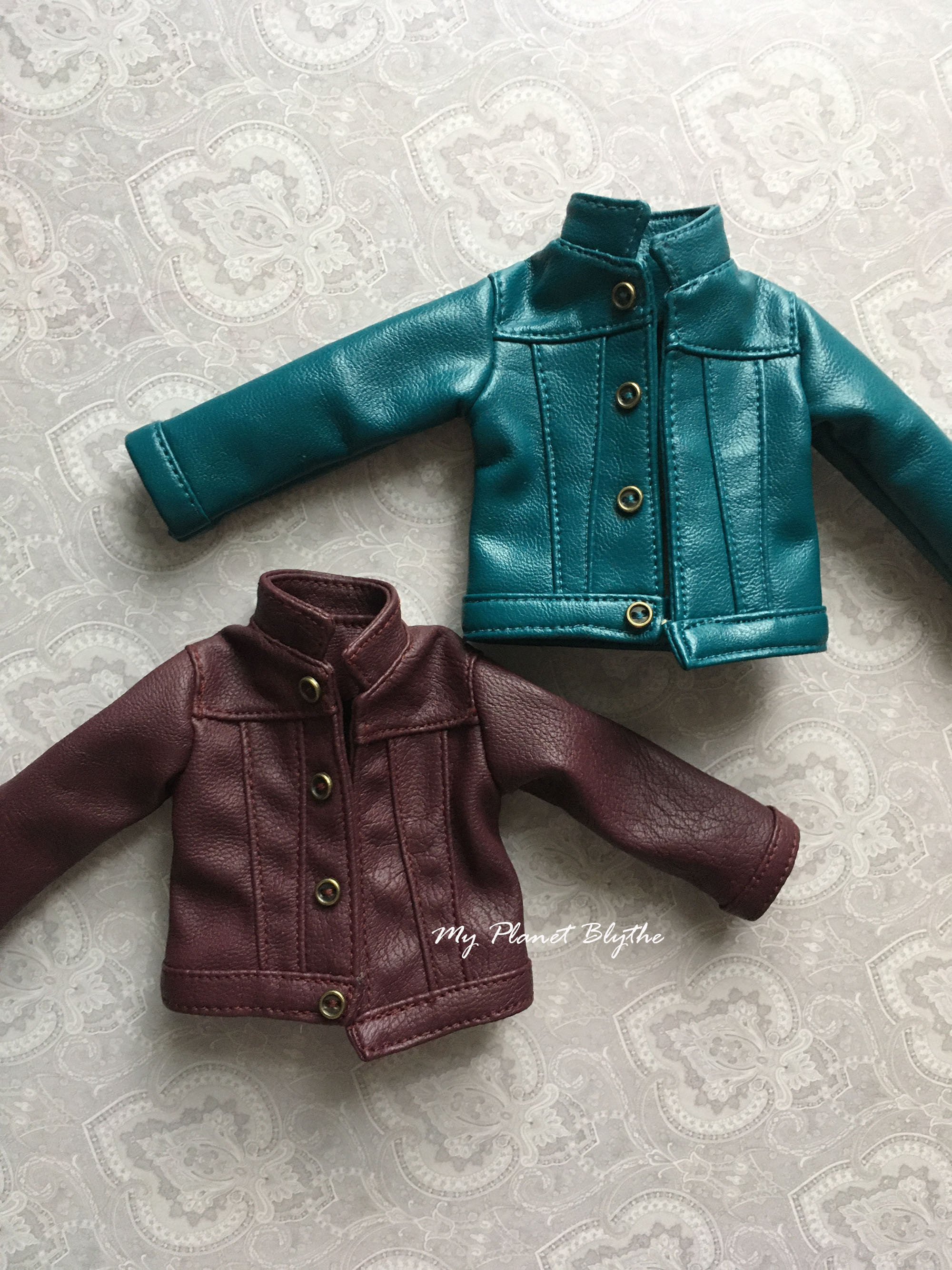turquoise faux leather jacket