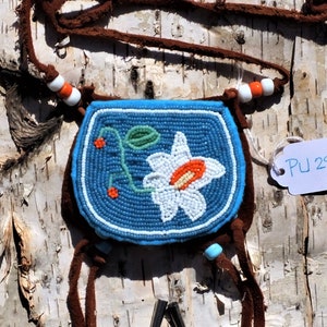 Small Native American Style Beaded Deerskin Purse image 1