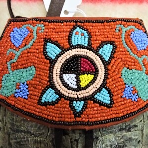 Native American Style Beaded Turtle Clan Shell Purse Pouch-Medium image 3