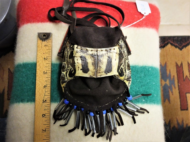 Native American Style Beaded Turtle Clan Shell Purse Pouch-Medium image 5