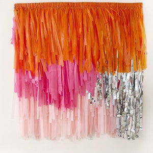 Bachelorette backdrop/orange pink and silver/party backdrop/wedding backdrop