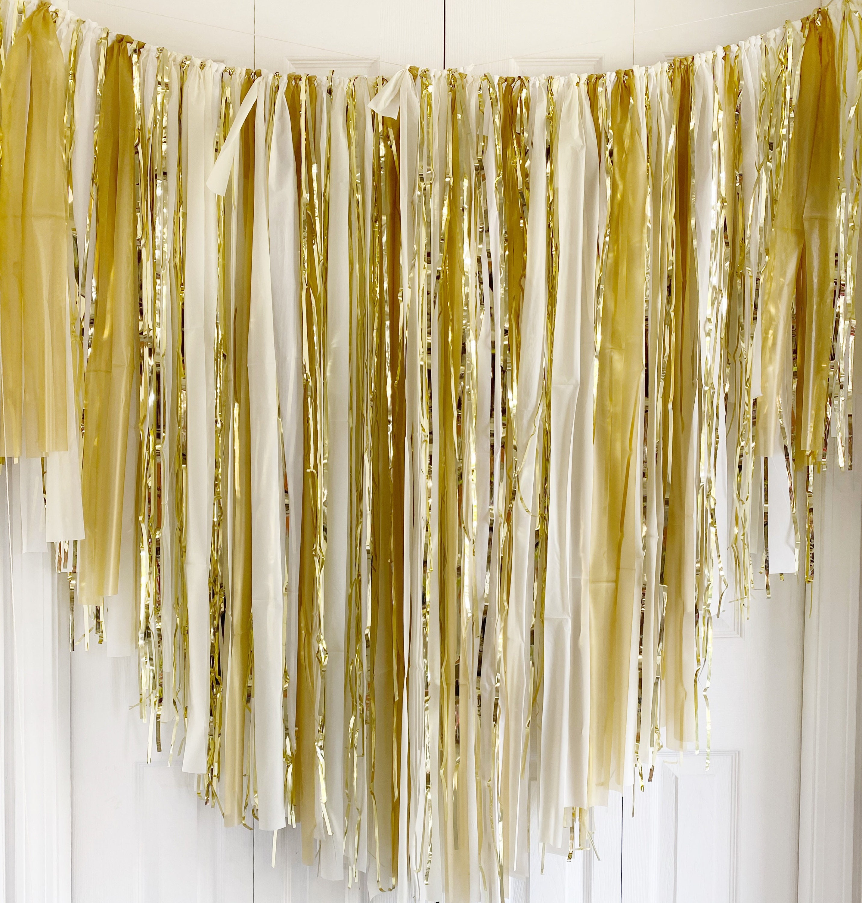 Gold and White Backdrop Fringes/plastic Streamers/tablecloth Etsy