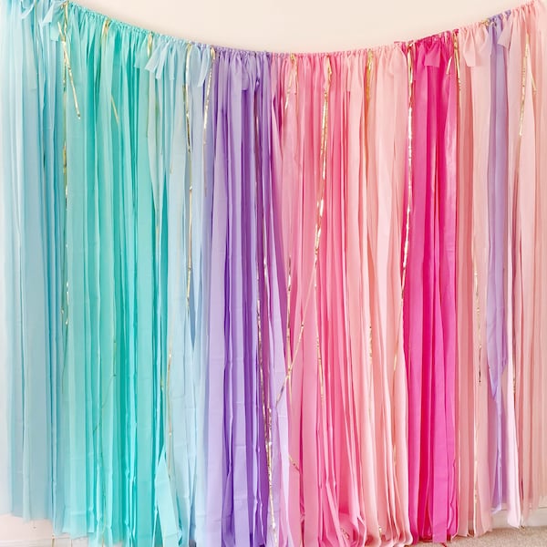 Unicorn fringes backdrop for birthday or wedding or baby shower rainbow party unicorn backdrop mermaid party banner