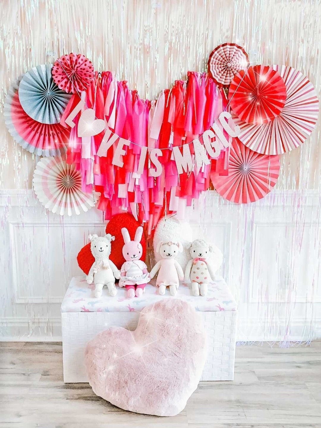 Valentines Backdrop Balloon Garland and Heart Fringes Etsy