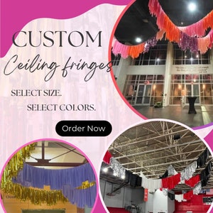 Custom Ceiling install fringes/ fringes/wedding decorations/ aerial decorations/ party backdrop/aerial fringes/aerial swag