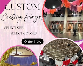 Custom Ceiling install fringes/ fringes/wedding decorations/ aerial decorations/ party backdrop/aerial fringes/aerial swag