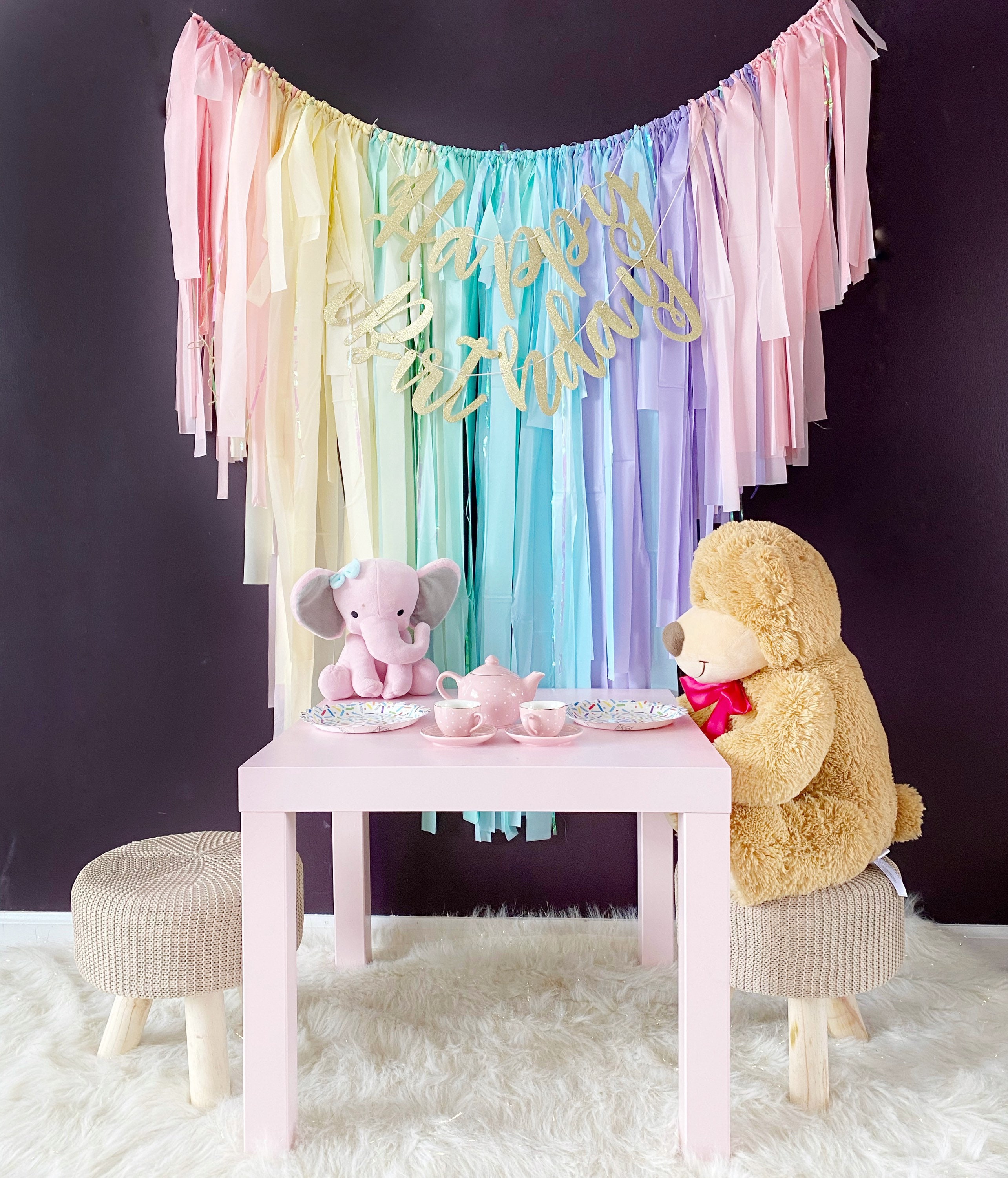 6 Feet Pastel Rainbow Backdrop Plastic Streamers/baby Shower