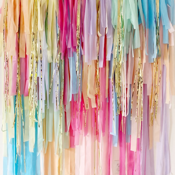 Pastel Fringe Backdrop, Pink & Orange Party Decor