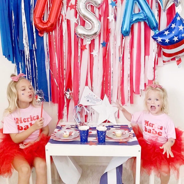 4th of july backdrop fringes/plastic streamers/american flag fringes