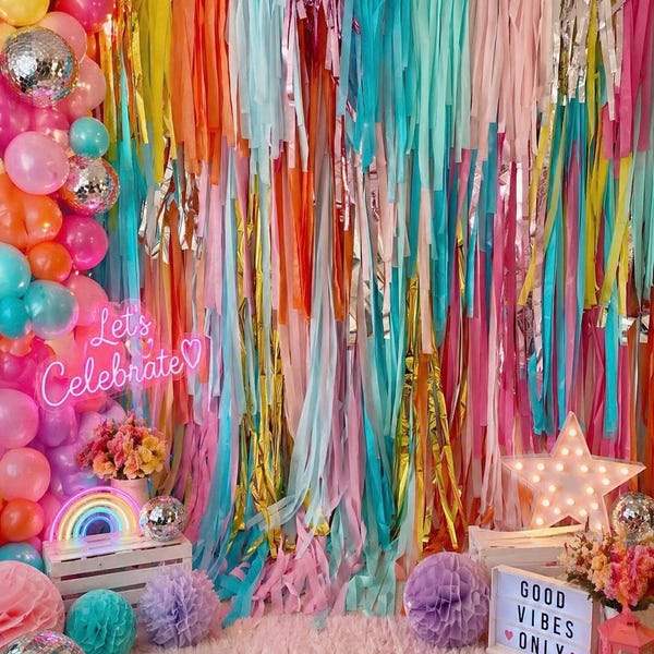 Fun and bright colorful party backdrop/bridal shower party backdrop/backdrop for birthday parties