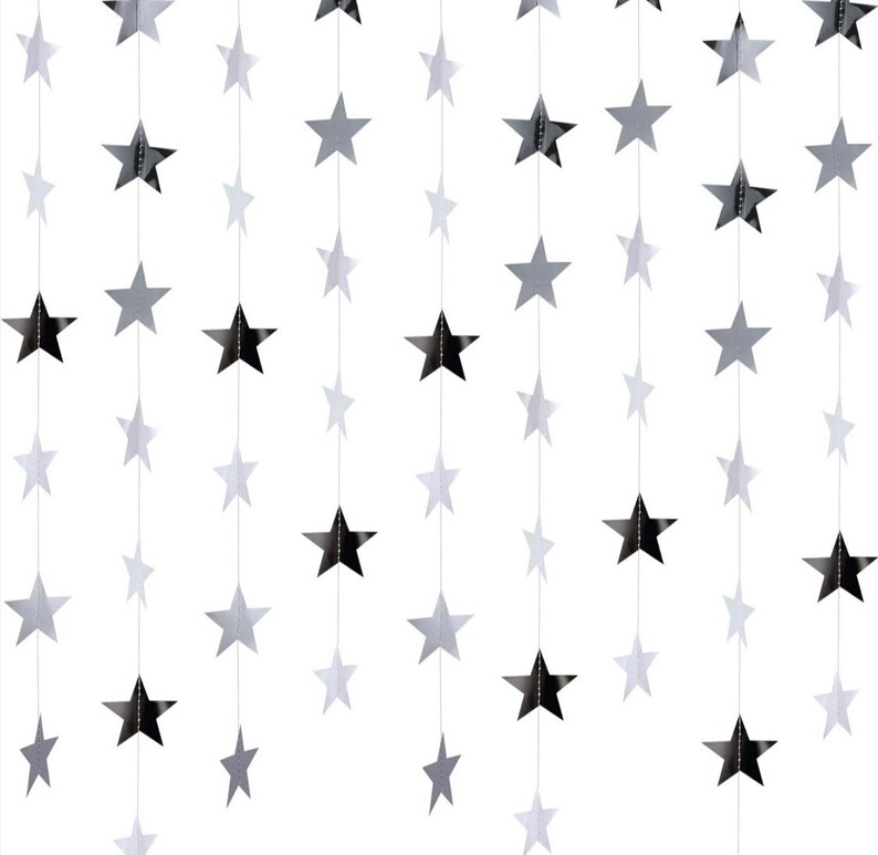 Star Garland/silver Star/card Stock Paper Garland/ Shinny Star Etsy