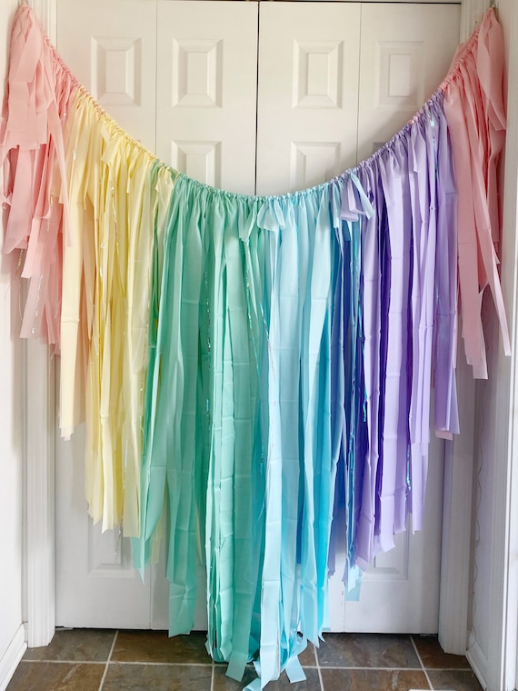 6 Feet Pastel Rainbow Backdrop Plastic Streamers/baby Shower Backdrop  Fringes Light Color Rainbow Party Decor 
