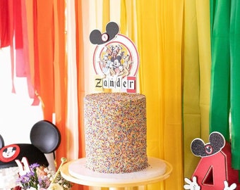 Rainbow backdrop plastic streamers/disney backdrop fringes/ vintage mickey mouce theme birthday /rainbow party decor