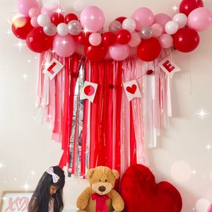 Valentines backdrop/red valentines decorations/ fringe backdrop/ valentines party decor