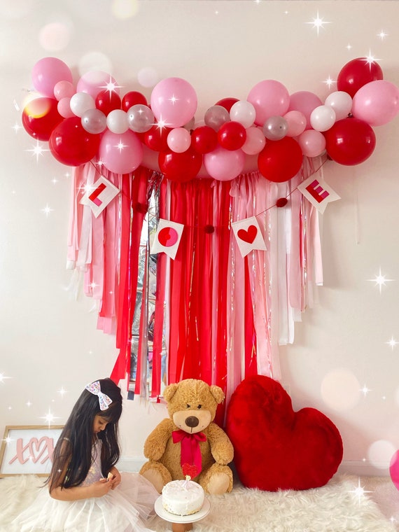 Valentines Backdrop/red Valentines Decorations/ Fringe Backdrop/ Valentines  Party Decor 