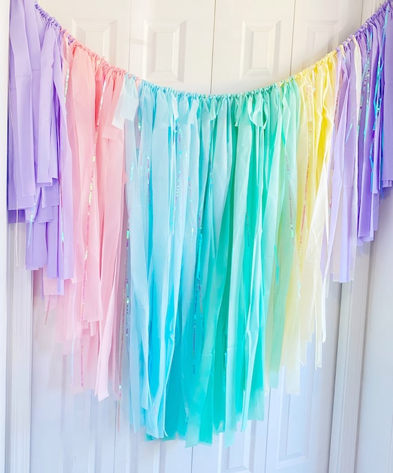 Pastel Rainbow Backdrop Plastic Streamers/baby Shower Backdrop