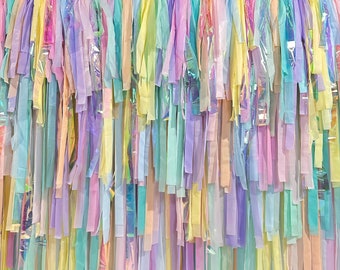 Boho Rainbow Paper Tablecloth, Hearts and Rainbow Plastic