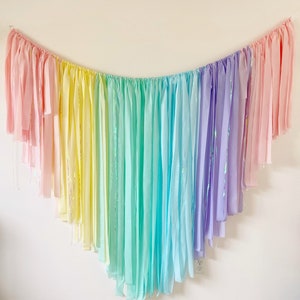 6 feet Pastel rainbow backdrop plastic streamers/baby shower backdrop fringes light color rainbow party decor
