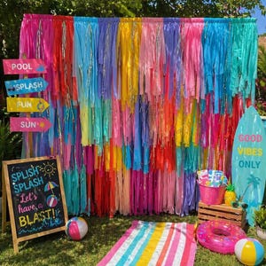 Colorful Fringe Party Backdrop, Reusable Photo Booth Decor