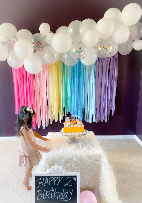6 Feet Pastel Rainbow Backdrop Plastic Streamers/baby Shower