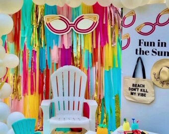Pool party colorful party backdrop/bridal shower party backdrop/backdrop for birthday parties