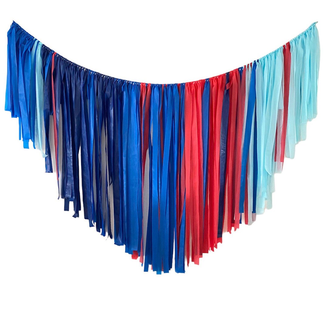 Red and Blue Backdrop Plastic Streamers/baby Shower Backdrop Etsy
