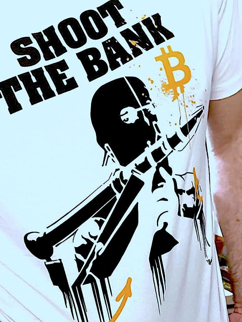 Shoot The Bank X Bitcoin Organic cotton T-shirt Design JP Malot. Adagp image 8