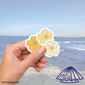Puakenikeni Flower Sticker 3-Pack - Hawaii Flower Sticker - Tropical Flower Sticker - Floral Sticker - Hawaii Pepili - Orange Flower Sticker