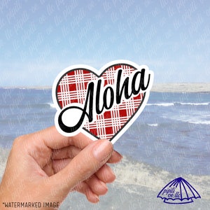 Aloha Palaka Heart Sticker - Aloha Sticker - Hawaii Sticker - Laptop Sticker - Tumbler Sticker - Flask Sticker - Water Resistant Sticker