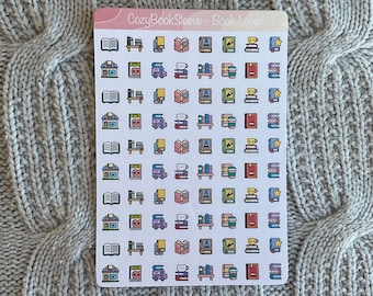 Bookish dagboekboekpictogrammen - plannerstickers - dagboek lezen - BUJO sticker