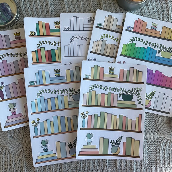 Bookish Journal Bookshelf Sticker - Reading Journal Sticker - Fill In Bookshelf - BUJO Sticker - Colourful Reading Challenge