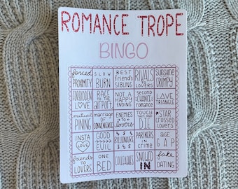 Bookish Journal Romance Tropes Bingo Challenge Sticker - ABC Reading Bingo - Seasonal Bingo Reading Prompts - Reading Journal - BUJO Sticker