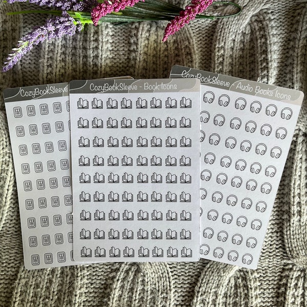 Mini Book Format Icons - Reading Journal - Books Ereader Kindle Kobo Audio Book - BUJO Sticker