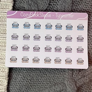 Feuilles d'autocollants pour calendrier avec icône mini machine à écrire - Stickers pour agenda - Bullet Journaling - Journal de souvenir - Sticker BUJO