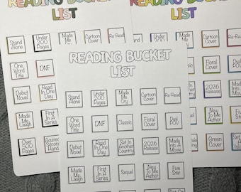 Reading Bucket List Challenge Sticker Sheet - Bookish Journal -  Reading Prompts - Reading Journal - BUJO Sticker