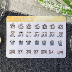 Feuilles d'autocollants pour calendrier avec icône de mini blanchisserie - Stickers pour agenda - Bullet Journaling - Journal de souvenir - Sticker BUJO