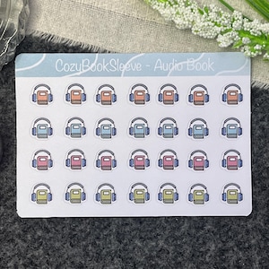 Mini-boekformaatpictogrammen - Leesdagboek - Boeken E-reader Kindle Kobo Audioboek - BUJO-sticker Mini Colour Audio